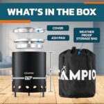 CAMPIOR Wood Burning Fire Pit Stove with Black Exterior - Smokeless Outdoor Stove for Efficient Wood Fires, Camping, and Gatherings, Stainless Steel with Removable Ash Pan, Stand and Carry Bag - Image 2