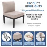 ALAULM 8 Pieces Metal Patio Furniture Set with Propane Fire Pit Table Metal Outdoor Furniture w/55000 BTU Fire Pit Patio Sectional Sofas w/5.1'' Sponge Cushions for Patio, Backyard, Poolside- Sand - Image 2