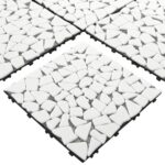 SUNWINGS 4PCS Natural Stone Interlocking Deck Tiles 12"x12" Pebble Waterproof Patio Deck, Outdoor Indoor Floor Decking Tiles for Porch Poolside Balcony Backyard, White