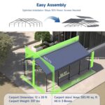 STHOUYN Car Ports 12x20 Heavy Duty Metal Carport Kit, UPF50+ UV Protection Galvanized Steel Car Port for RV/Vehicle Outdoor, 130mph Windproof & 50PSF Snow Load Shelter, Easy Assembly - Image 3