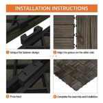 Topeakmart 27PCS 12 x 12in Patio Tiles Solid Wood Deck Interlocking Deck Tiles for Outdoor Flooring Water Resistant for Indoor & Outdoor Black - Image 8