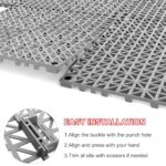 12 PCS Modular Interlocking Cushion, 12" x 12" Interlocking Rubber Floor Tiles with Hole Rubber Mats Drainage Mat, Non Slip Pool Deck Mat Outdoor for Drain Deck Pool Patio (Grey) - Image 4