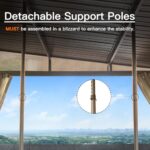 Domi 12x14FT Lean to Gazebo, Hardtop Wall Mounted Gazebo with Sloping Galvanized Steel Roof, Wall Pergola with Aluminum Frame, Curtains and Netting, for Patio, Deck, Garden, Backyard - Image 5