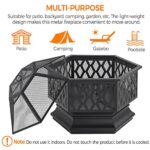 Yaheetech 26in Fire Pits for Outside Hex Shaped Fire Pit Wood Fire Pit Outdoor Fireplace for Bonfire Patio Picnic BBQ, with Spark Cover, Fire Poker - Image 5