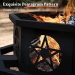 Verdelxue 35 Inch Octagonal Fire Pit with Cooking Grill,Outdoor Wood Burning Fire Pit for Camping Outside Picnic Bonfire,Heavy Duty Firepit for Backyard Garden Patio - Image 8