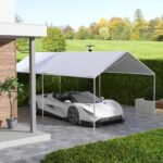 Outsunny 10' x 20' Carport Replacement Top Canopy Cover, UV Resistant and Water Resistant Car Port Portable Garage Tent Cover with Ball Bungee Cords, White, Only Cover - Image 2