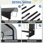 HEYTOWN Metal Carport 10 * 15 FT Heavy Duty Carport Canopy with Galvanized Steel Roof Multi-Use Shelter Outdoor Portable Garage for Car, Boat, Pickup and Tractor - Image 2