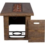 Shine Company Merida 48 in Rectangular 50,000 BTU Outdoor Glass Fiber Reinforced Concrete Propane Gas Fire Pit Table w/GFRC Tabletop, Stainless Steel Burner, Lava Rocks, Natural Wood Look - Brown - Image 8