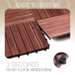 TimberWave Acacia Wood Deck Tiles, Patio Tiles Outdoor Interlocking, Waterproof All Weather, 20 Pack (Dark Brown, 12" x 12", 19.3 sq ft) - Image 3