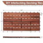 PrimeZone 36PCS 24" x 12" Long Solid Acacia Wood Interlocking Deck Tiles for 72 Sq Ft - Indoor Outdoor Waterproof Hardwood Flooring for Pathway, Poolside, Backyard & Patio, Brown - Image 2