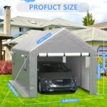 Jocoevol Carport 10x20 ft Heavy Duty with Roll-up Windows, Portable Garage with Removable Sidewalls & Doors, Car Canopy with Sandbags All-Season Tarp for Car Boat Truck Motorcycle - Image 2