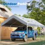 Quictent 10x20 ft Heavy Duty Carport Galvanized Car Tent Outdoor Canopy Boat Shelter with Reinforced Structure - Gray - Image 8