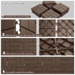 SHPAI Plastic Interlocking Deck Tiles, 9 Pack, 12"x12" Patio Decking Tiles Not-Slip All Weather Use, PVC Waterproof Outdoor Flooring Pavers for Backyard, Poolside, Porch, Balcony,Brown - Image 4