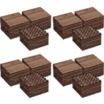 Yaheetech 108PCS Acacia Wood Interlocking Flooring Tiles Waterproof Flooring for Outdoor & Indoor Patio,Balcony,Garden,Poolside,12 × 12 in,Brown