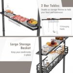 Tangkula 8x5 Ft Grill Gazebo, 2-Tier Barbecue Gazebo with 2 Shelves, 10 Hanging Hooks, Bottle Opener & Storage Basket, Outdoor Grill Canopy for Backyard Garden Poolside (Grey) - Image 4
