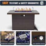 KHOLH 44 Inch Propane Gas Fire Pits Table for Outside Patio, 60000 BTU Rectangular Outdoor Wicker Rattan Fire Pit with Glass Wind Guard - Image 4