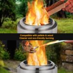 9.7 x 7.1 Inch Tabletop Fire Pit by AmazStove, Low Smoke Camping Stove for Outdoor Safe Burning Firepits, Fueled Pellets or Wood, Travel Bag Included (Silver, 9.7 x 7.1 INCH) - Image 4