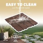 76 Pack Interlocking Deck Tiles, 11.42"x11.42" (68.80 Sq.Ft), 3D Wood Grain Plastic, Waterproof All-Weather Anti-Slip Outdoor Flooring, Easy-Snap Patio Balcony Backyard Garden Tiles, Brown - Image 5