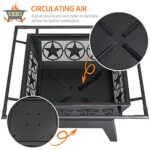 Yaheetech Fire Pit 32in Fire Pits for Outside Outdoor Fireplace Large Square Wood Burning Fire Pit Heavy Duty for Patio BBQ Camping Bonfire with Spark Screen, Mesh Cover, Poker - Image 7