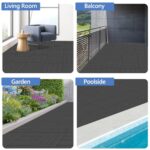 MYFAMIREA 36 Pcs Plastic Interlocking Deck Tiles 12" x 12" Patio Floor Decking Tiles Indoor Outdoor Waterproof Non-Slip Flooring Tiles All Weather Use for Balcony Backyard Porch Poolside, Dark Grey - Image 8