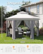 Pop Up Gazebo 13x13, Outdoor Canopy Shelter with 4 Stanbags, 8 Stakes Instant Gazebo Tent for Lawn, Garden, Backyard Deck - Navy Blue(Without Netting) - Image 5