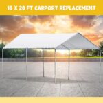 Wesnoy 10 x 20 ft Heavy Duty Carport Canopy Waterproof Garage Car Shelter Tarp Tent for Car Canopy Replacement Cover with 50 Ball Bungees, Only Top Cover, Frame is Not Included - Image 4