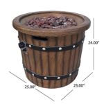 Christopher Knight Home Muriel Outdoor 25" Light-Weight Concrete Round Fire Pit 40K BTU, Dark Brown - Image 7