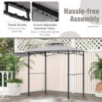 Tangkula 11x5 FT Grill Gazebo with Side Awning, 2-Tier Barbecue Gazebo with 2 Shelves, 12 Hanging Hooks, Bottle Opener, Outdoor Grill Canopy for Backyard Garden Poolside (Grey) - Image 5