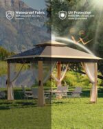 Garveelife 11x11 Pop Up Gazebo Tent with Mosquito Netting, Outdoor Canopy Shelter Easy Setup, Water & UV Resistant - Khaki - Image 3