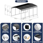 Xilingol Metal Carport, Heavy Duty Carport Canopy with Galvanized Steel Frame and Roof, Outdoor Storage Shed, Car Tent Garage Shelter for Pickup, Truck, Boat and Tractor, Grey (12x20 FT) - Image 6