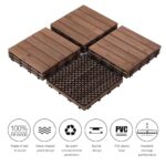 Yaheetech 12 x 12'' Patio Deck Tiles Interlocking Wood Floor Tiles Indoor & Outdoor for Patio Garden Deck Poolside Pack of 11 Tiles Brown - Image 6
