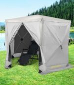 Raynesys 6 Sided Pop Up Gazebo Tent, Camping Screen Tent for 6-8 Person Foldable, Pop-Up Canopy Shelter with Mesh Windows, UV Resistant, Quick Set, Outdoor Gazebo with 6 Removable Wind Cloths - Image 6