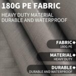 Rutile 12 x 20 FT Carport Replacement Cover, Heavy Duty Car Tarp Canopy Tent Garage Top Shelter Cover with Fabric Leg Pole Skirts and Ball Bungees Gray (Only Top Cover, Frame is not Included) - Image 5