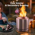 OGERY Stove Tabletop Fire Pit with Stand 7.9 x 6.1 in, Smokeless Firepit Camping Outdoor Table Top Firepit for Urban & Suburbs with Portable Travel Bag, Fueled by Pellets or Wood, Stainless Steel - Image 2