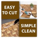 VICTORY RELAX Acacia Wood Decking Tiles 9PCS - Easy Snap Interlocking Deck Tiles for Patio Poolside Balcony Decor - All Weather Waterproof Flooring for Indoor & Outdoor (Round Joints) - Image 7