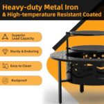 PrimeZone 42" Outdoor Fire Pit with 2 Grills - Wood Burning Firepit for Outside with Cover & Poker, Heavy Duty Metal Fire Pit Large Round Fireplace for Patio, Backyard, Picnic, Camping, Bonfire - Image 3