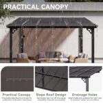 Aoxun 10' x 12' Gazebo for Patio, Gazebo Pergola with Sloped Roof, Large Wall-Mounted Heavy Duty Awnings, for Backyard, Deck, Patio - Image 6