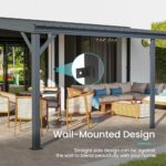 Domi 12' x 20' Lean to Gazebo, Wall Mounted Gazebos Pergola with Built in Drainage System, Galvanized Steel Roof, Hardtop Patio Shelter for Deck, Porch, Backyard and More - Image 6