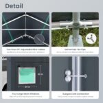 PHI VILLA 13'x24'x9.6' Outdoor Portable Storage Shelter Shed Garage with Roll up Zipper Doors & Vents Carport for Motorcycle Waterproof and UV Resistant Anti-Snow Portable Garage Kit Tent, Gray - Image 4