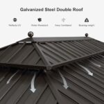 PURPLE LEAF Hardtop Gazebo 12' X 16' Metal Roof with Netting and Curtains Backyard Deck Garden Porch Patio Pavilion Permanent Aluminum Outdoor Metal Canopy - Image 7