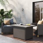 Grand patio Outdoor Propane Fire Pit Table with Cover/Lid for Patio, 43 inch 60,000 BTU,Wicker/Rectangle - Image 4