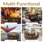 Sunnydaze Crossweave Outdoor Fire Pit - Wood-Burning Fire Pit for Outside with Spark Screen, Poker and Round Cover - 36-Inch - Bronze - Image 6