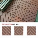 44 Pack Interlocking Deck Tiles, 12"x12"x0.8" Plastic Patio Flooring Outdoor Waterproof, All Weather Use for Balcony Porch Backyard Poolside（Brown,Twill Stripe） - Image 5