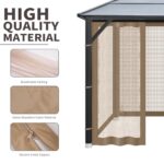 OIPUNSHLE Gazebo Universal Replacement Mosquito Netting, 10'x12' Gazebo Netting Outdoor, 4-Panel Screen Walls for Outdoor Patio with Zipper (Mosquito Net Only) (Brown) - Image 3