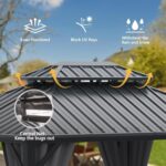 Domi 10’ X 14’ Hardtop Gazebo Canopy with Netting & Curtains, Outdoor Metal Gazebo with Galvanized Steel Double Roof for Patio Lawn and Garden, Gray - Image 5