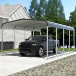 Xilingol Metal Carport, Heavy Duty Carport Canopy with Galvanized Steel Frame and Roof, Outdoor Storage Shed, Car Tent Garage Shelter for Pickup, Truck, Boat and Tractor, Grey (12x20 FT)