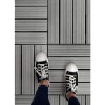 FloorPops 11.8-in by 11.8-in Straight Groove Light Grey Interlocking Deck Tiles, Pack of 9 Tiles, FPD6184 - Image 6