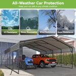 Real Relax 20x20ft Heavy Duty Metal Carport with Galvanized Steel Roof, 4 Support Legs, Outdoor Car Port Shelter for 2 Cars, Trucks and Boats - Image 5