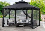 MASTERCANOPY Outdoor Garden Gazebo for Patios with Stable Steel Frame and Netting Walls (10x12,Black) - Image 3