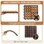 Yaheetech 108pcs Hardwood Interlocking Patio Deck Tiles Acacia Waterproof Wood Flooring Tiles for Patio Garden Poolside, 12'' x12'' Indoor Outdoor Use All Weather - Image 9